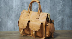 Vintage Leather Mens Travel Bag Overnight Bag Work Handbag Business Bag for Men