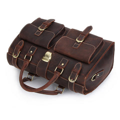 Vintage Leather Mens Handbag Weekender Bag Travel Bag Duffle Bag