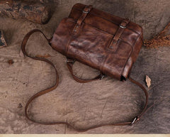 Mens Vintage Leather Gray Briefcase Handbag Coffee Messenger Bag Side WOrk Bag for Men