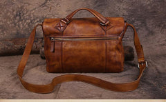 Mens Vintage Leather Gray Briefcase Handbag Coffee Messenger Bag Side WOrk Bag for Men