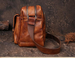 Cool Mens Brown Leather Messenger Bag Coffee Side Shoulder Bag Courier Bag Postman Bag for Men