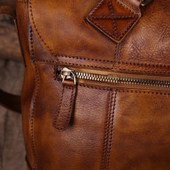 Mens Vintage Leather Gray Briefcase Handbag Coffee Messenger Bag Side WOrk Bag for Men