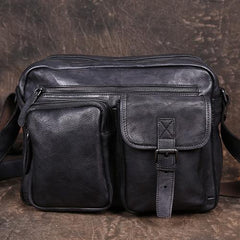 Cool Mens Brown Leather Messenger Bag Coffee Side Shoulder Bag Courier Bag Postman Bag for Men