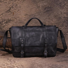 Vintage Mens Brown Leather Briefcase Messenger Bag Black Side Bag Work Bag for Men