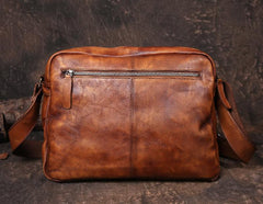 Mens Vintage Leather Messenger Bag Coffee Side Shoulder Bag Courier Bag Postman Bag for Men