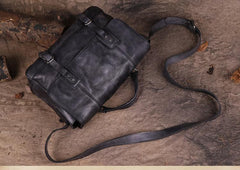 Mens Vintage Leather Gray Briefcase Handbag Coffee Messenger Bag Side WOrk Bag for Men