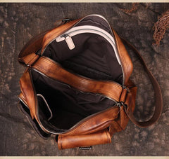Mens Vintage Leather Messenger Bag Coffee Side Shoulder Bag Courier Bag Postman Bag for Men