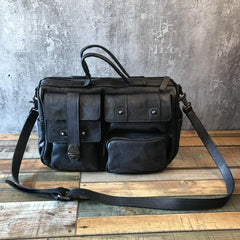 Mens Vintage Small Leather Messenger Bag Side Shoulder Bag Courier Bag Postman Bag for Men