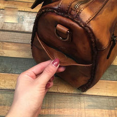 Mens Vintage Small Leather Messenger Bag Side Shoulder Bag Courier Bag Postman Bag for Men
