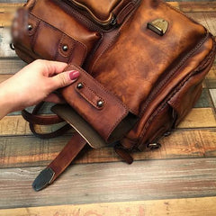 Mens Vintage Small Leather Messenger Bag Side Shoulder Bag Courier Bag Postman Bag for Men