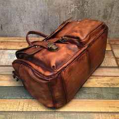 Mens Vintage Small Leather Messenger Bag Side Shoulder Bag Courier Bag Postman Bag for Men