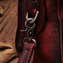 Vintage Womens Red Leather Handbag Purses Shoulder Handbag Purse Vintage Style Handbags for Ladies