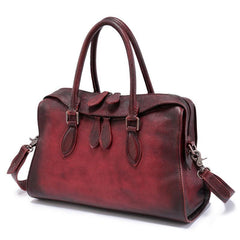 Vintage Womens Red Leather Handbag Purses Shoulder Handbag Purse Vintage Style Handbags for Ladies