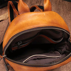Vintage Womens Brown Leather Backpack Purse Cute School Backpacks for Ladies