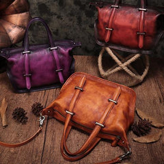 Vintage Womens Purple Leather Handbag Purse Shoulder Handbags Crossbody Bags for Ladies