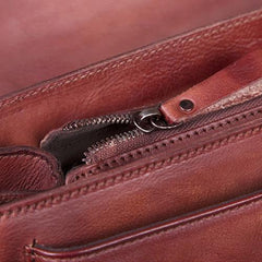 Brown Vintage Leather Purse Handmade Rivet Satchel Handbag Shoulder Bags Crossbody Purses