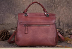 Gray Vintage Leather Purse Handmade Rivet Satchel Handbag Shoulder Bags Crossbody Purses