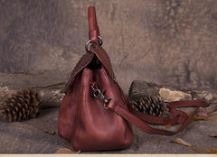 Gray Vintage Leather Purse Handmade Rivet Satchel Handbag Shoulder Bags Crossbody Purses