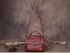 Gray Vintage Leather Purse Handmade Rivet Satchel Handbag Shoulder Bags Crossbody Purses