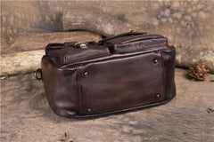 Mens Vintage Small Leather Messenger Bag Side Shoulder Bag Courier Bag Postman Bag for Men