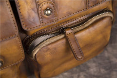 Mens Vintage Small Leather Messenger Bag Side Shoulder Bag Courier Bag Postman Bag for Men