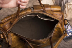 Mens Vintage Small Leather Messenger Bag Side Shoulder Bag Courier Bag Postman Bag for Men