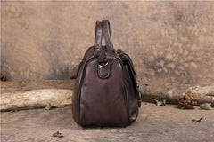 Mens Vintage Small Leather Messenger Bag Side Shoulder Bag Courier Bag Postman Bag for Men