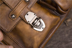 Mens Vintage Small Leather Messenger Bag Side Shoulder Bag Courier Bag Postman Bag for Men