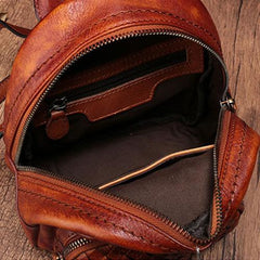 Brown Cute Leather Womens Backpacks Small Braided Leather Backpack Trendy Backpacks for Ladies