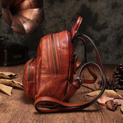 Brown Cute Leather Womens Backpacks Small Braided Leather Backpack Trendy Backpacks for Ladies