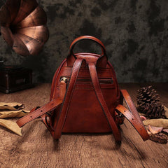 Cute Leather Womens Backpacks Small Braided Leather Backpack Red Trendy Backpacks for Ladies