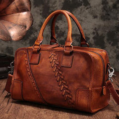 Vintage Ladies Brown Leather Handbags Shoulder Purse Black Work Handbag Purse for Women