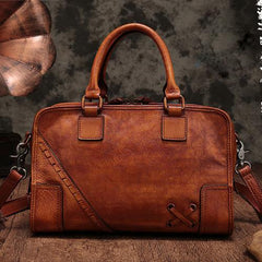 Vintage Ladies Brown Leather Handbags Shoulder Purse Black Work Handbag Purse for Women