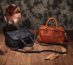 Vintage Ladies Brown Leather Handbags Shoulder Purse Black Work Handbag Purse for Women