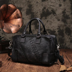 Vintage Ladies Brown Leather Handbags Shoulder Purse Black Work Handbag Purse for Women