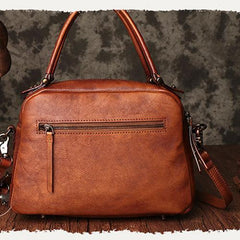 Vintage Womens Rivets Black Leather Handbags Shoulder Handbags Vintage Leather Purses for Ladies