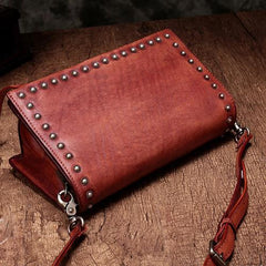 Green Womens Vintage Leather Shoulder Purse Brown Studded Small Red Side Bag Purse for Ladies