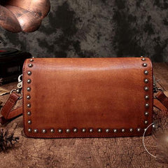 Green Womens Vintage Leather Shoulder Purse Brown Studded Small Red Side Bag Purse for Ladies