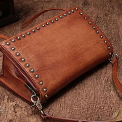 Green Womens Vintage Leather Shoulder Purse Brown Studded Small Red Side Bag Purse for Ladies