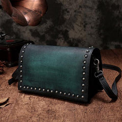 Green Womens Vintage Leather Shoulder Purse Brown Studded Small Red Side Bag Purse for Ladies
