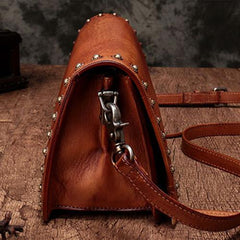 Green Womens Vintage Leather Shoulder Purse Brown Studded Small Red Side Bag Purse for Ladies
