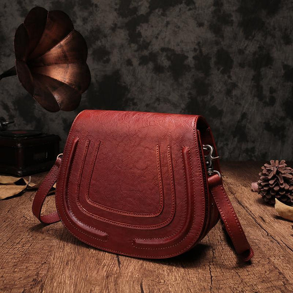 Vintage Womens Green Leather Saddle Handbag Vintage Style Shoulder Purses for La DD83991091