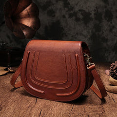 Red Vintage Leather Womens Saddle Shoulder Bag Side Bag Green Cross body Purse for Ladies