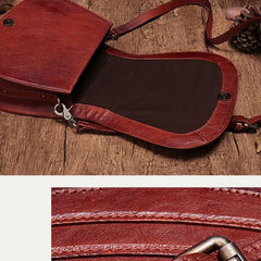 Red Vintage Leather Womens Saddle Shoulder Bag Side Bag Green Cross body Purse for Ladies