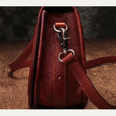 Red Vintage Leather Womens Saddle Shoulder Bag Side Bag Green Cross body Purse for Ladies