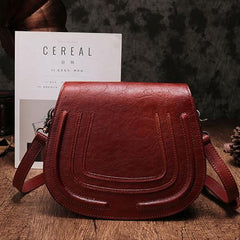 Vintage Womens Coffee Leather Saddle Handbag Vintage Style Shoulder Purses for Ladies