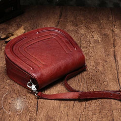Vintage Womens Brown Leather Saddle Handbag Vintage Style Shoulder Purses for Ladies
