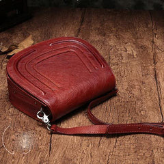 Red Vintage Leather Womens Saddle Shoulder Bag Side Bag Green Cross body Purse for Ladies