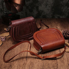 Vintage Womens Brown Leather Saddle Handbag Vintage Style Shoulder Purses for Ladies