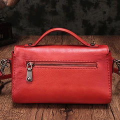 Vintage Womens Brown Leather Handbags Red Leather Shoulder Handbag Satchel Purse for Ladies